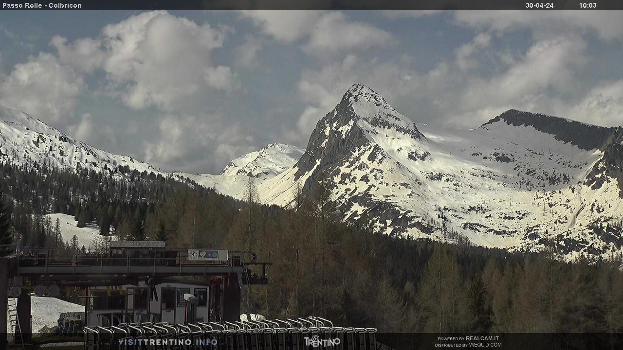 Webcam Monte Colbricon - San Martino/Passo Rolle, Dolomiti Superski